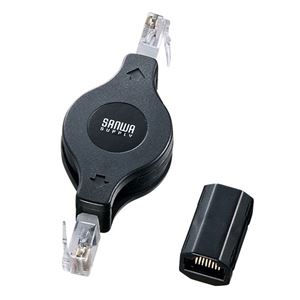 （まとめ）サンワサプライ 巻取り延長LANケーブル KB-MKE11BK【×2セット】