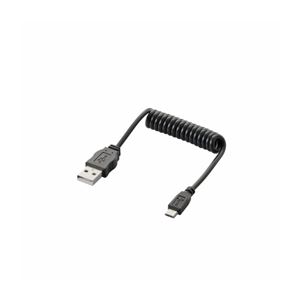（まとめ）エレコム 充電専用Micro-USBケーブル（カールケーブル） MPA-AMBCCRSBK【×5セット】