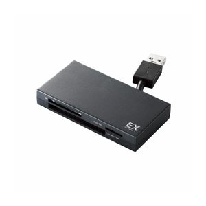 （まとめ）エレコム USB3.0対応ケーブル収納メモリリーダライタ MR3-K005BK【×2セット】