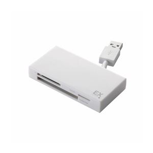 （まとめ）エレコム USB3.0対応ケーブル収納メモリリーダライタ MR3-K005WH【×2セット】