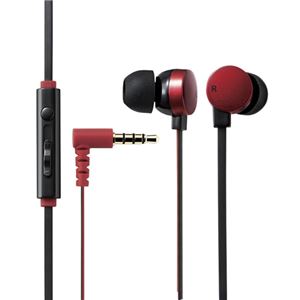 （まとめ）エレコム スマートフォン用ステレオヘッドホンマイク EHP-CS3550MRD【×2セット】