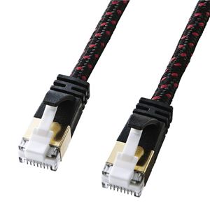 （まとめ）サンワサプライ つめ折れ防止カテゴリ7細径メッシュLANケーブル KB-T7ME-01BKR【×3セット】