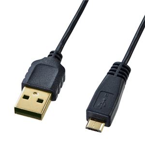 （まとめ）サンワサプライ 極細マイクロUSBケーブル（A-マイクロB）0.5m KU-SLAMCB05【×5セット】