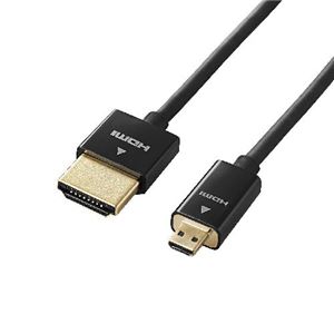 （まとめ）エレコム イーサネット対応スーパースリムHDMIケーブル（A-D） DH-HD14SSU15BK【×2セット】