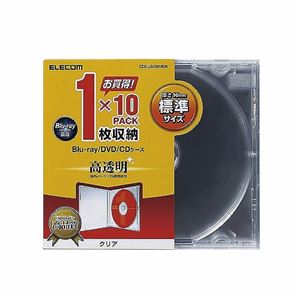 （まとめ）エレコム Blu-ray／DVD／CDケース（標準／PS／1枚収納） CCD-JSCN10CR【×5セット】