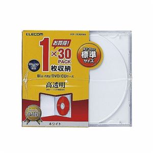 （まとめ）エレコム Blu-ray／DVD／CDケース（標準／PS／1枚収納） CCD-JSCN30WH【×2セット】