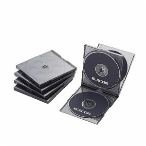 （まとめ）エレコム Blu-ray／DVD／CDケース（標準／PS／4枚収納） CCD-JSCNQ5CBK【×5セット】