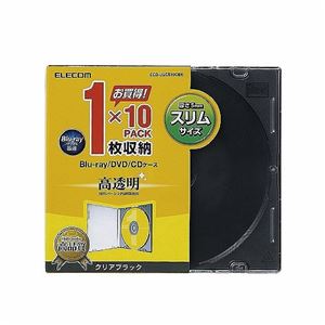 （まとめ）エレコム Blu-ray／DVD／CDケース（スリム／PS／1枚収納） CCD-JSCS10CBK【×10セット】