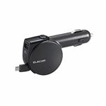 （まとめ）エレコム 巻取り式microUSB車載充電器 MPA-CCRMU31BK【×2セット】