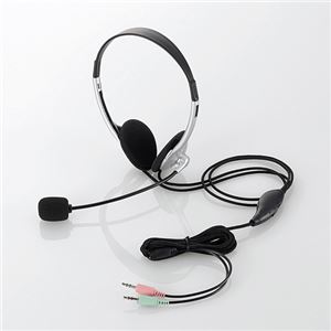 （まとめ）エレコム ヘッドセット（両耳小型オーバーヘッドタイプ） HS-HP22SV【×5セット】