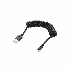 （まとめ）エレコム 2A対応microUSBケーブル（カールタイプ） MPA-AMBCUR2ULBK【×5セット】