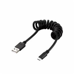 （まとめ）エレコム 2A対応microUSBケーブル（カールタイプ） MPA-AMBCUR2UMBK【×5セット】