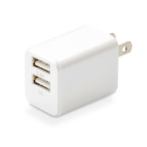 （まとめ）日本トラストテクノロジー ハイパワー2.4A出力 USB充電器 cubeタイプ224 ホワイト CUBEAC224WH【×3セット】