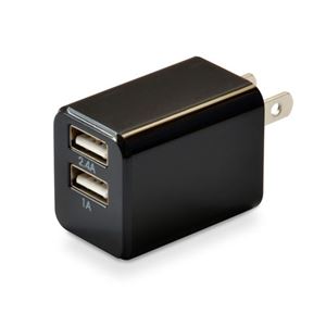 （まとめ）日本トラストテクノロジー ハイパワー2.4A出力 USB充電器 cubeタイプ224 ブラック CUBEAC224BK【×3セット】
