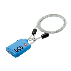 （まとめ）ミヨシ TSAロック 3ダイヤル式 ワイヤーケーブル 1.2m ブルー MBZ-TDLW／BL【×3セット】