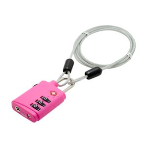 （まとめ）ミヨシ TSAロック 3ダイヤル式 ワイヤーケーブル 1.2m ピンク MBZ-TDLW／PK【×3セット】