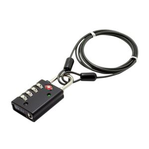 （まとめ）ミヨシ TSAロック インジケータ機能付 4ダイヤル ワイヤーケーブル 1.2m ブラック MBZ-TI4／BK【×3セット】