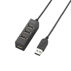 （まとめ）エレコム TV用4ポートUSB2.0ハブ U2H-TV004SBK【×2セット】