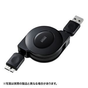 （まとめ）サンワサプライ USB3.0マイクロ巻取りケーブル KU30-M10MCB【×3セット】
