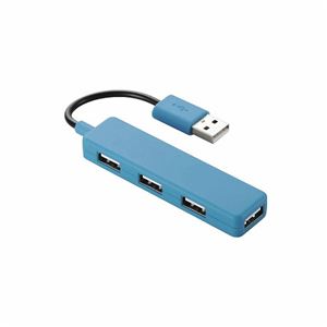 （まとめ）エレコム USB2.0ハブ（4ポートスティックタイプ） U2H-SN4BBU【×5セット】