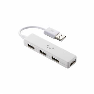 （まとめ）エレコム USB2.0ハブ（4ポートスティックタイプ） U2H-SN4BF2WH【×5セット】
