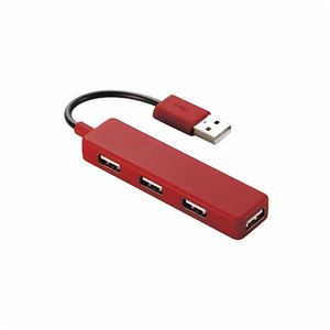 （まとめ）エレコム USB2.0ハブ（4ポートスティックタイプ） U2H-SN4BRD【×5セット】