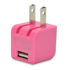 （まとめ）JTT 1A出力 クラス最小ミニサイズUSB充電器 cubeタイプ110 ピンク CUBEAC110PK【×5セット】