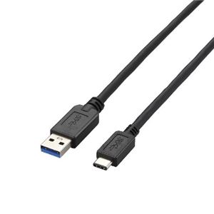 （まとめ）エレコム USB3.1ケーブル（A-TypeC） USB3-AC10BK【×2セット】