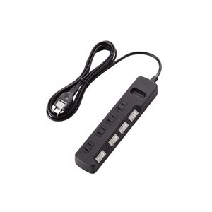 （まとめ）エレコム 個別スイッチ付 雷ガードタップ T-K5A-2425BK【×3セット】