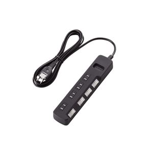 （まとめ）エレコム ほこり防止シャッター付 雷ガードタップ T-K6A-2425BK【×2セット】