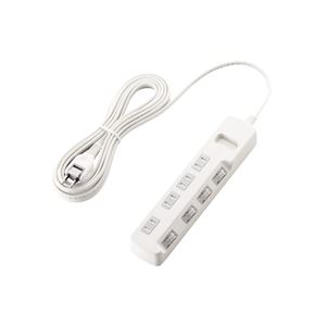 （まとめ）エレコム ほこり防止シャッター付 雷ガードタップ T-K6A-2450WH【×2セット】
