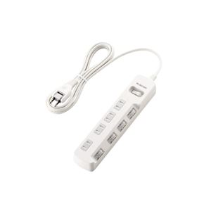 （まとめ）エレコム 一括＆個別スイッチ付 雷ガードタップ T-K8A-2425WH【×2セット】