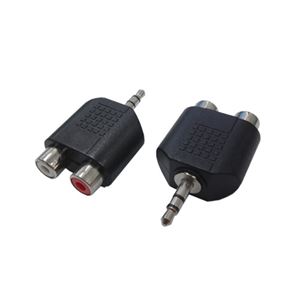 （まとめ）変換名人 AVプラグ RCA（メス）2P to 3.5mm（オス）ステレオ AV／RCA2J-35PS（2P）【×20セット】