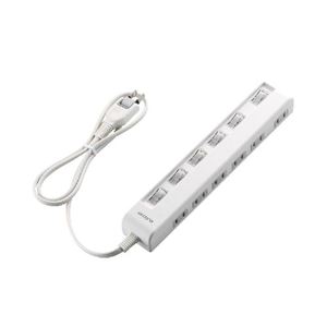 （まとめ）エレコム 個別スイッチ付省エネタップ（横挿しタイプ） T-E5C-2610WH【×3セット】
