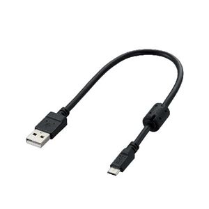 （まとめ）エレコム フェライトコア付2A対応microBケーブル U2C-AMBF2U02BK【×5セット】