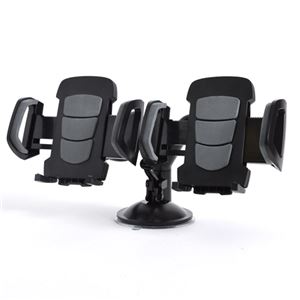 （まとめ）サンコー 並べて使えるダブルスマホ車載ホルダースタンド DUACACL2【×2セット】