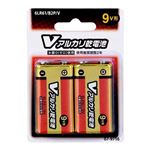 （まとめ）オーム電機 アルカリ乾電池 Vシリーズ 9V形×2本 6LR61B2PV 6LR61B2PV【×5セット】
