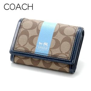 COACH（コーチ） 財布　ヘリテージ ストライプ コンパクト クラッチ 40920 ブルー/BKHBL