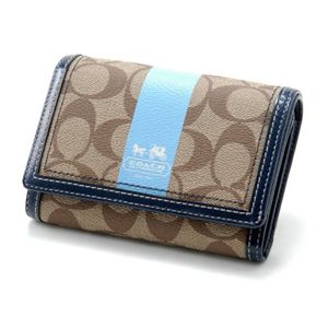 COACH(コーチ) 財布 ヘリテージ ストライプ コンパクト クラッチ 40920 ブルー/BKHBL