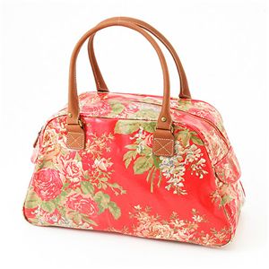 Cath Kidston@obO  Bowling Bag With Leather  230735 Afghan Flowers Red