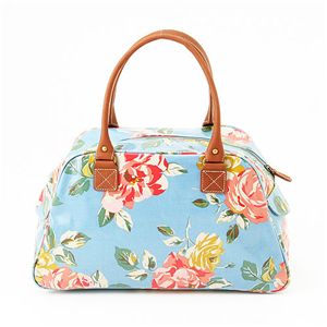Cath Kidston@obO  Bowling Bag With Leather  230308 Box Floral Blue