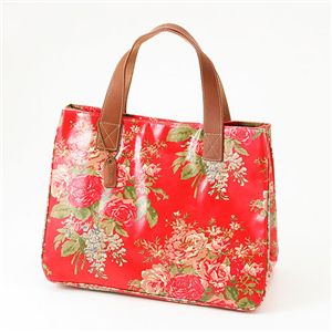 Cath Kidston@obO@STAND UP TOTE with LEATHER  230117 Afghan Flowers Red