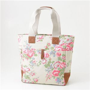 Cath KidstoniLXLbh\jc^g[g TALL TOTE WITH LEATHER 244701 Chiswick Flower Stone/Boat Royal Blue