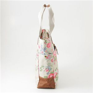 Cath KidstoniLXLbh\jc^g[g TALL TOTE WITH LEATHER 244701 Chiswick Flower Stone/Boat Royal Blue