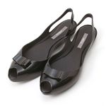 melissa(メリッサ) リボン オープントゥ ラバーサンダル Black 39(約：24.5〜25.0cm)