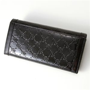 Pinky Wolman(ピンキーウォルマン) エナメル 長財布 Black 34503・ホック