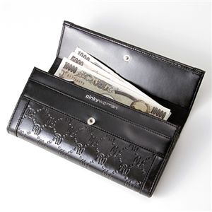 Pinky Wolman(ピンキーウォルマン) エナメル 長財布 Black 34503・ホック