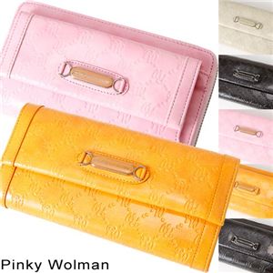 Pinky Wolman(ピンキーウォルマン) エナメル 長財布 Pink 34503・ホック