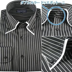 スタイリッシュ ブラック艶ドレスシャツ 3種セット(スリムネクタイ&チーフ付き) Y007 M
