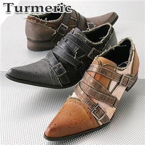 Turmeric トゥスプリング ベルトデザイン フリンジシューズ 886 ベージュ 25.0
